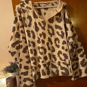 Beige and Brown hoodie sweater
